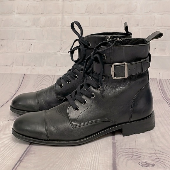 Banana Republic Broderick Men’s Black Leather Boots Size 9.5 - Picture 1 of 13